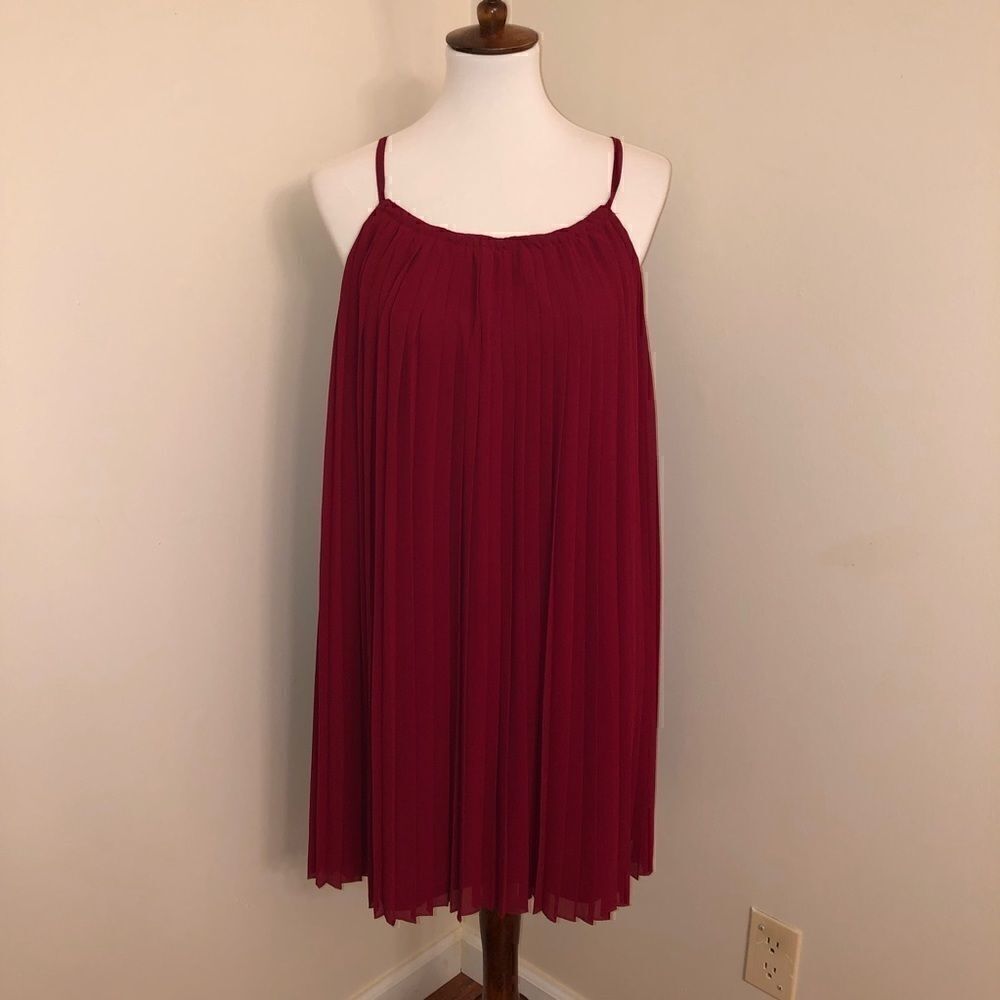 Love 21 | Cranberry Red Accordion Pleated Dress